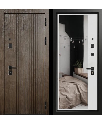 Акцент 3К90 TOR ЮР-38 ХардВуд лунный (MPD101) - ЮР-42 декоративная зеркальная вставка ZB Белый